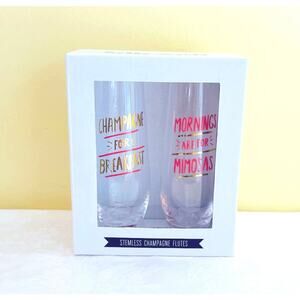 2 Stemless Champagne Flute Glasses 
World Market Mimosas Gift Set Box